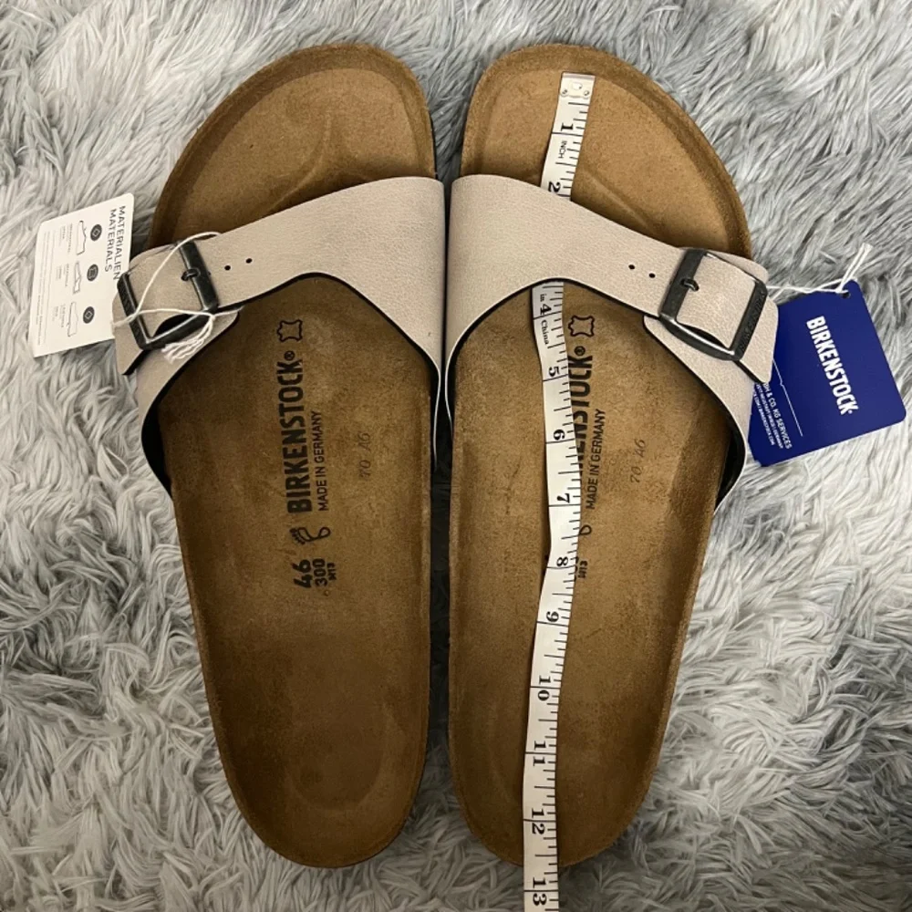 New Birkenstock Men Madrid Birko-Flor Sandals Pull Up Stone - Picture 3 of 7